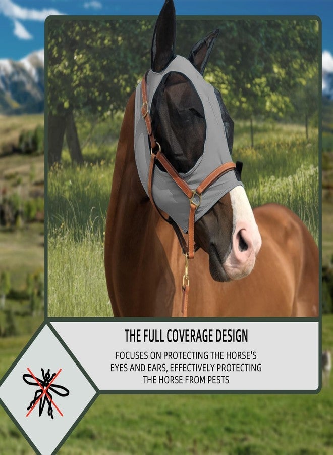 Hopkell 5 Pcs Elastic Fly Masks for Horses with Ears, Comfortable Cashel Mesh Fly Mask Elasticity Breathability UV Protection Horse Face Covering for Riding Supplies, Improved Version of Extra Large Eye Mask - Image 5